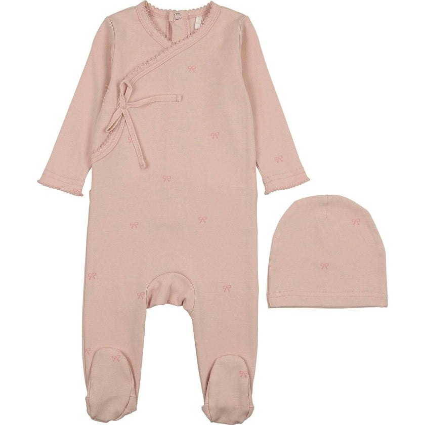Bow Print Footie, Pink
