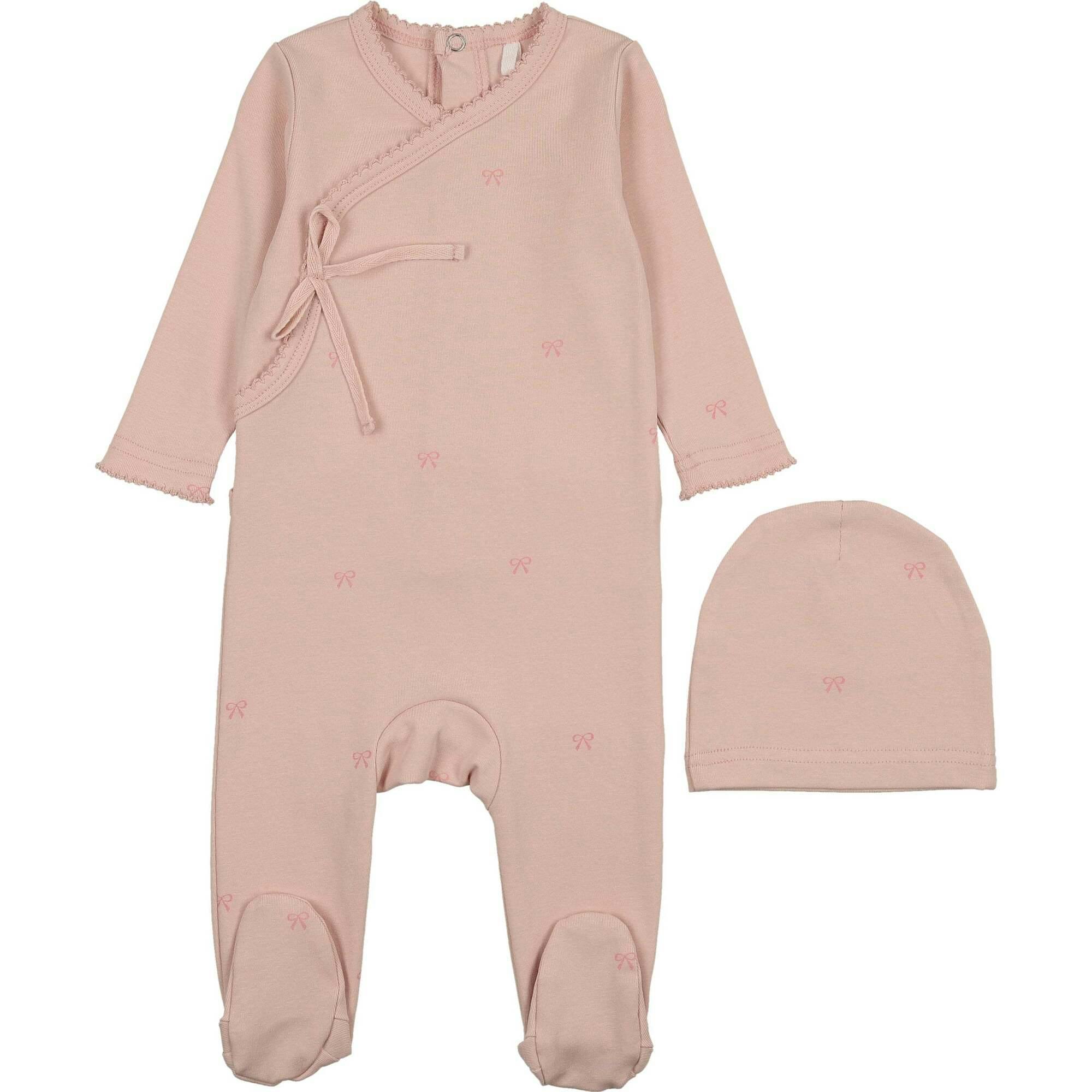 Bow Print Footie, Pink