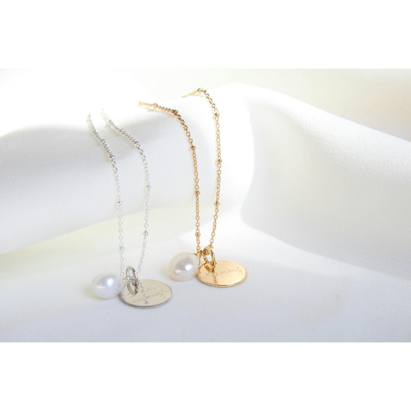 Personalized Pearl Drop Necklace, Sterling Silver