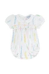 Spirals Print Smocked Bubble