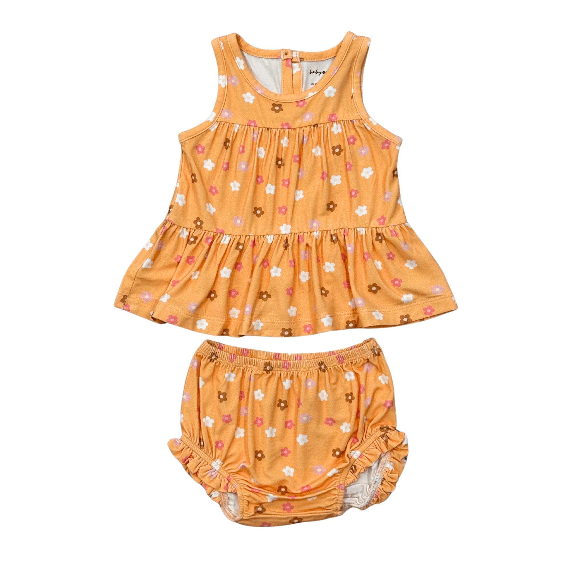 Baby Girl Double Peplum Tank & Bloomer Set in Desert Mist Blooms