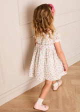 Alice Floral Double Breasted Hand Smocked Dress in Pink (12mths- 10yrs)