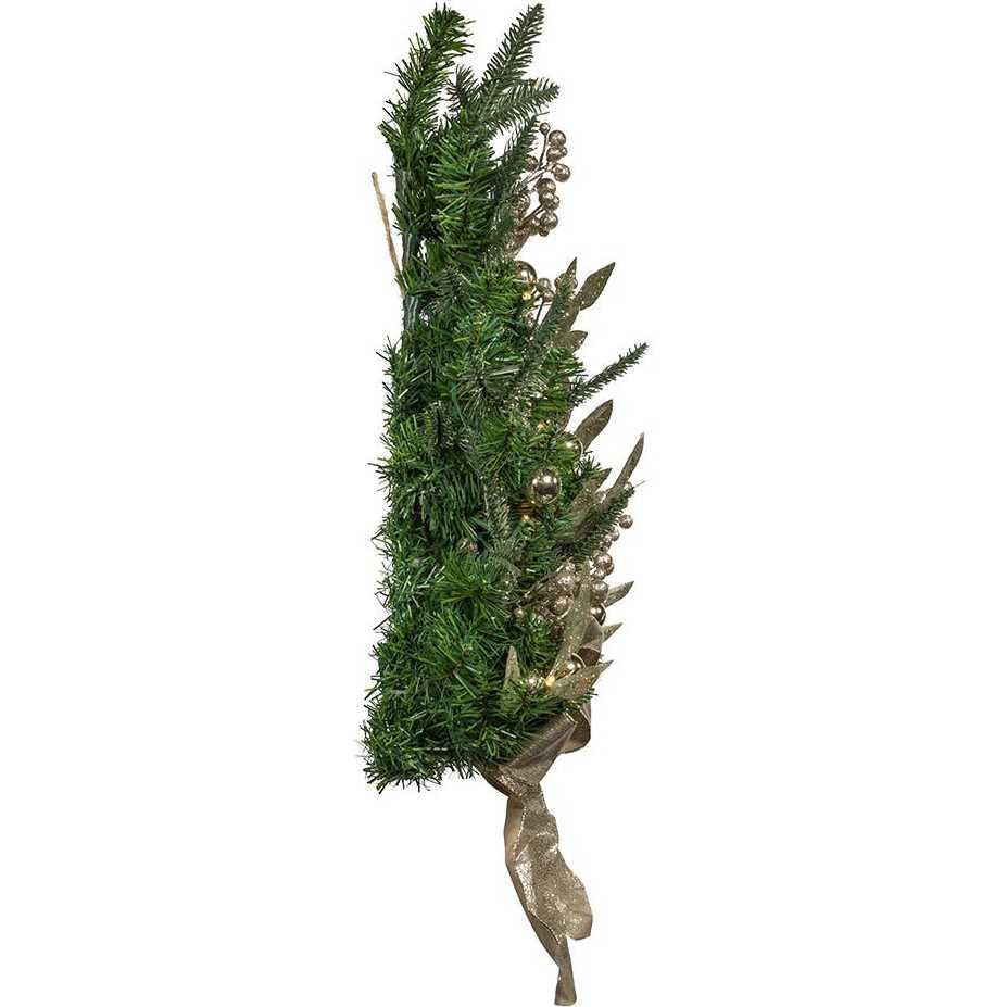 22-Inch Battery-Operated Prelit Decorated Wall Tree with Champagne Bow
