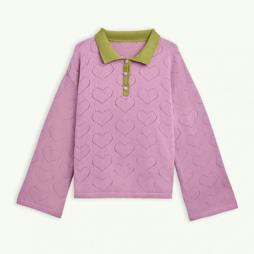 women's cotton sweater - blush hearts