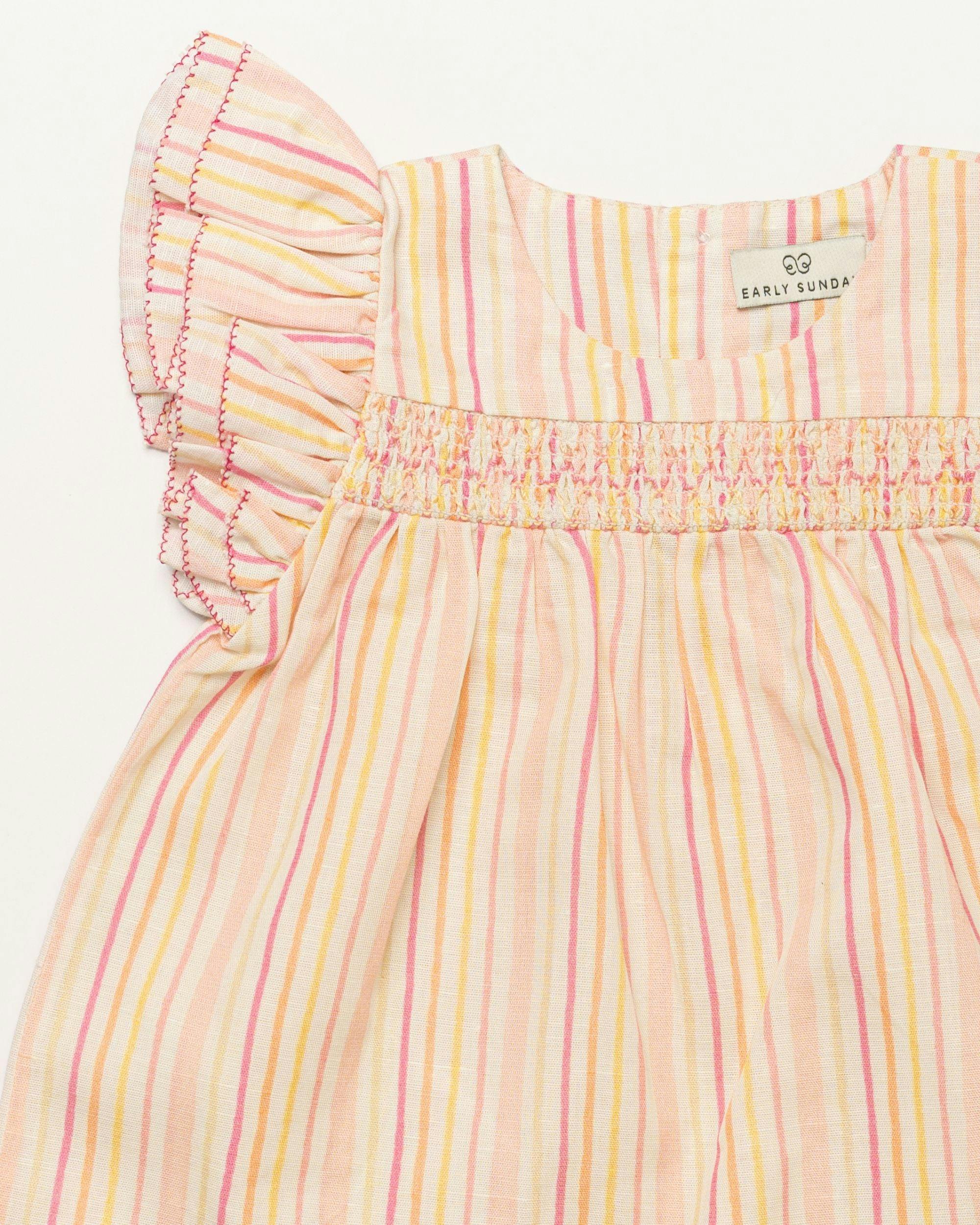 Sienna Baby Dress & Bloomer Set - Pink Stripes