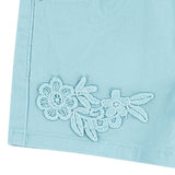 Teal Blue Embroidered Shorts