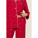 Gisele Printed TENCEL Modal Long PJ Set, Red