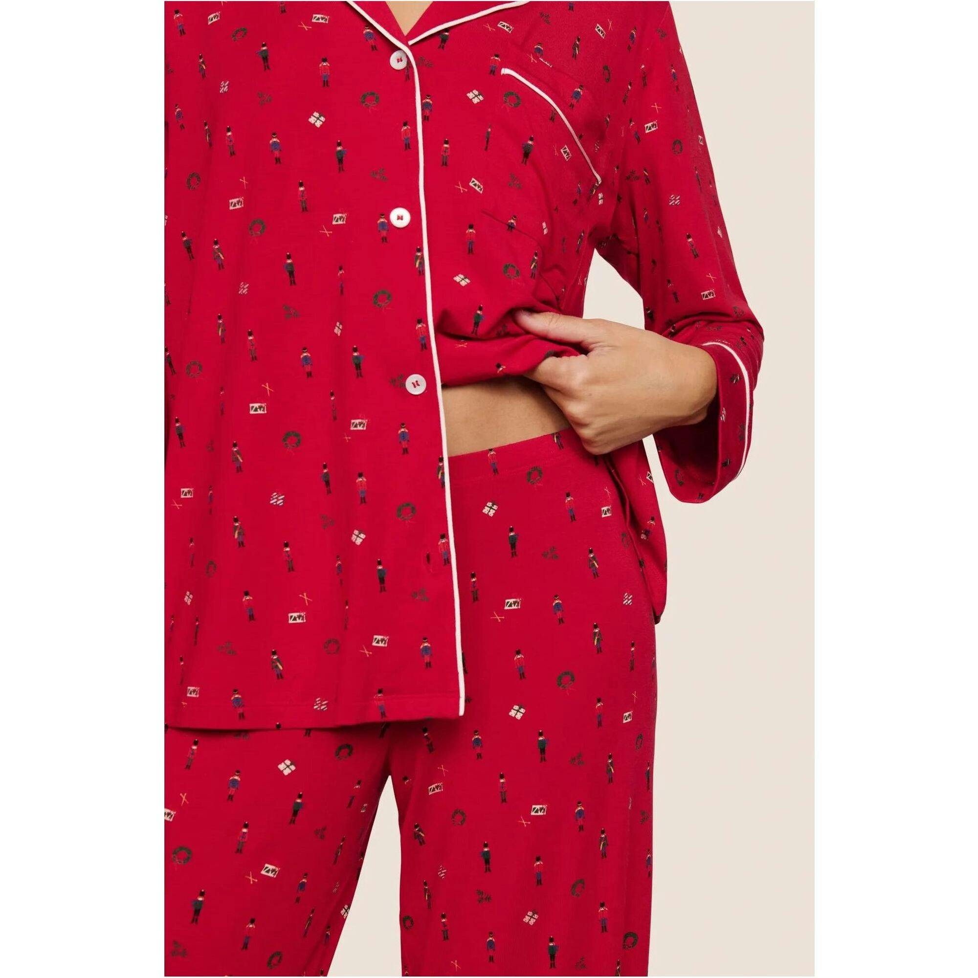Gisele Printed TENCEL Modal Long PJ Set, Red