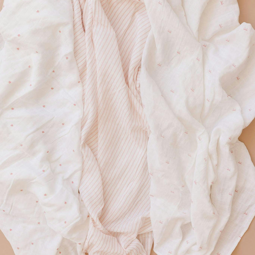 Organic Muslin Swaddle Set - Pink