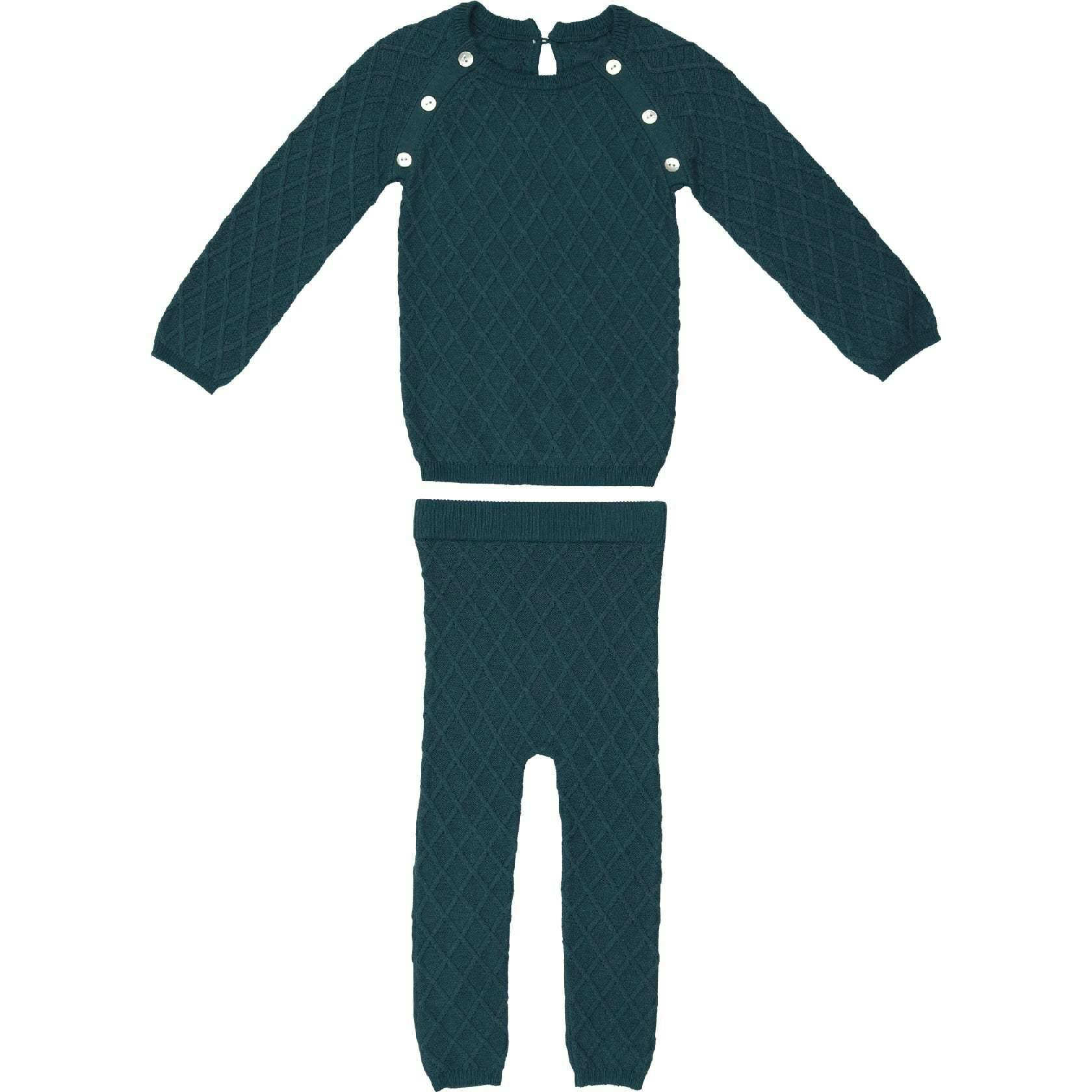 Diamond Knit Shoulder Snap Long Sleeve Sweater & Pant 2-Piece 2-Piece Set
