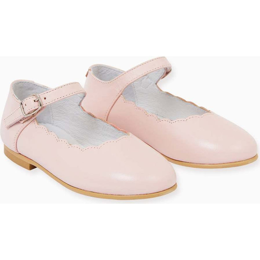 Blush Leather Girl Scallop Mary Jane Shoes