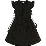 Women's Coralie Cotton Mini V-Neck Ruffle Sleeve Dress, Black