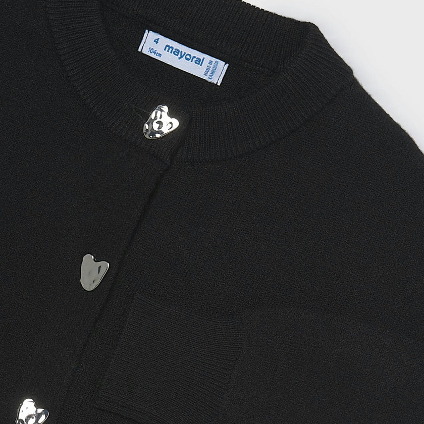Black Heart Button Cardigan