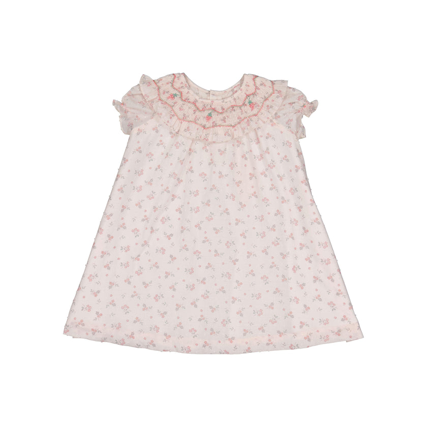 Myrtille Pink Floral Short Sleeve Bishop Dress
