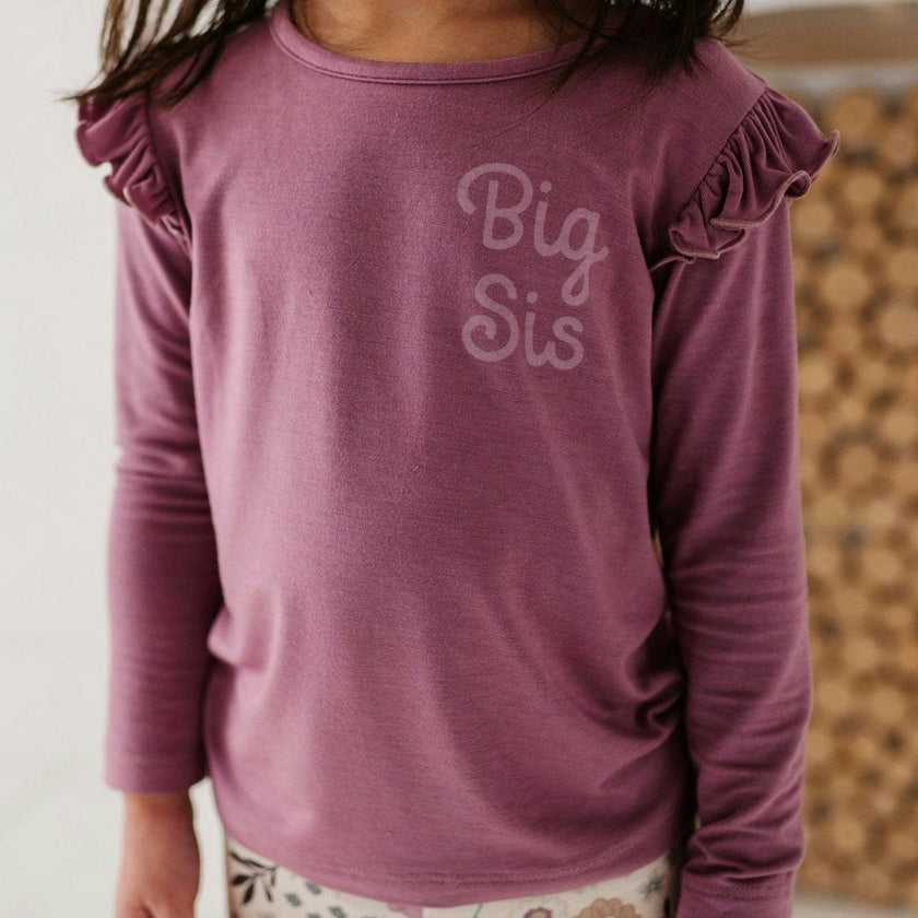 Girls Long Sleeve Ruffle Top in Big Sis