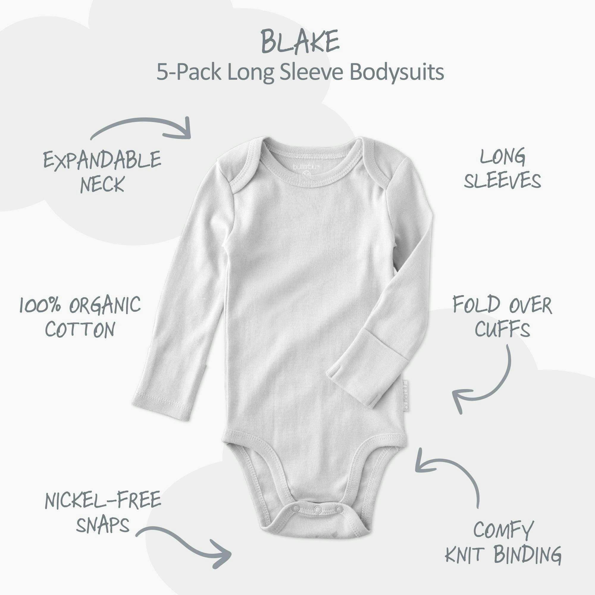 BLAKE 5-Pack Long Sleeve Bodysuits