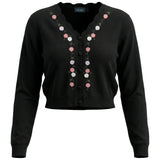 Floral Embroidered Knit Cardigan