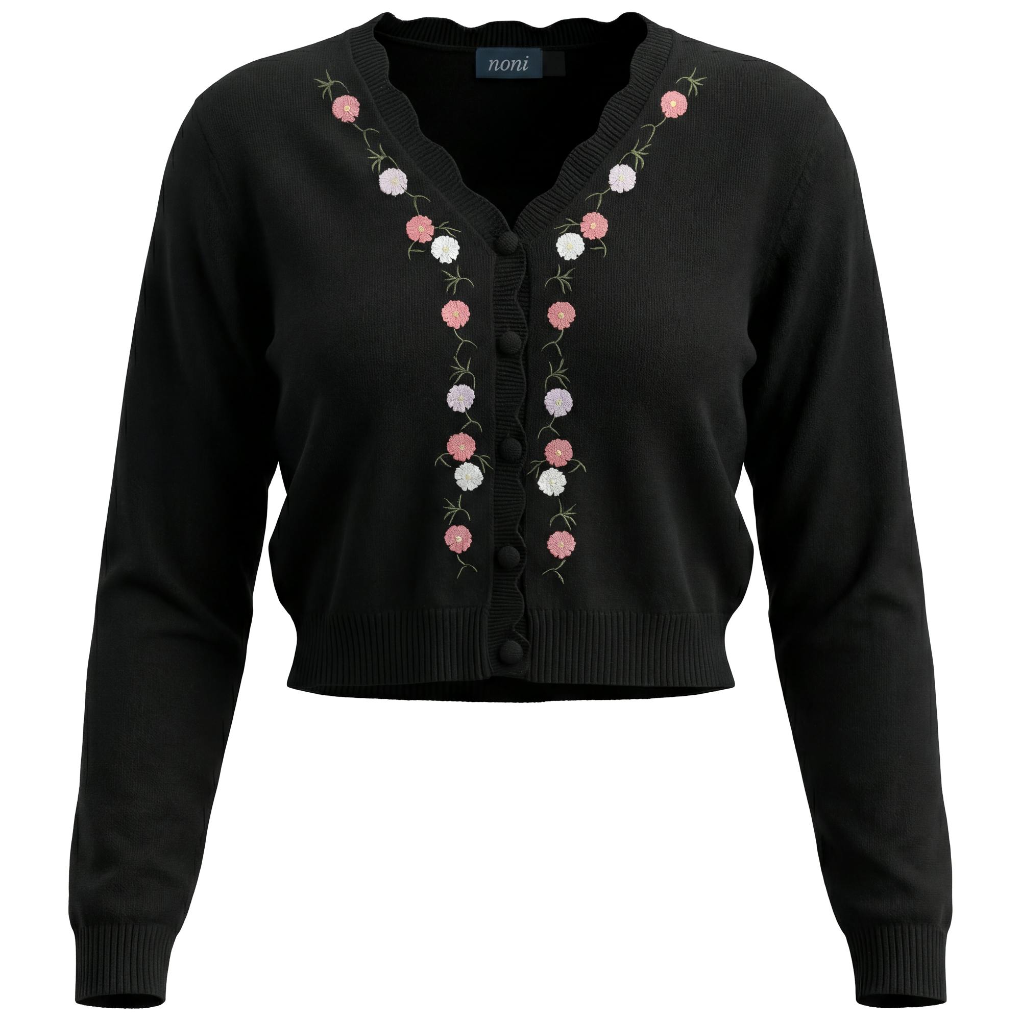Floral Embroidered Knit Cardigan