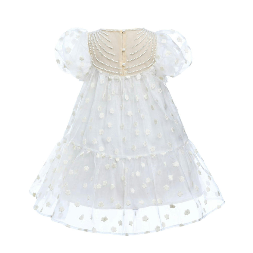 White Perivale Floral Overlay Dress