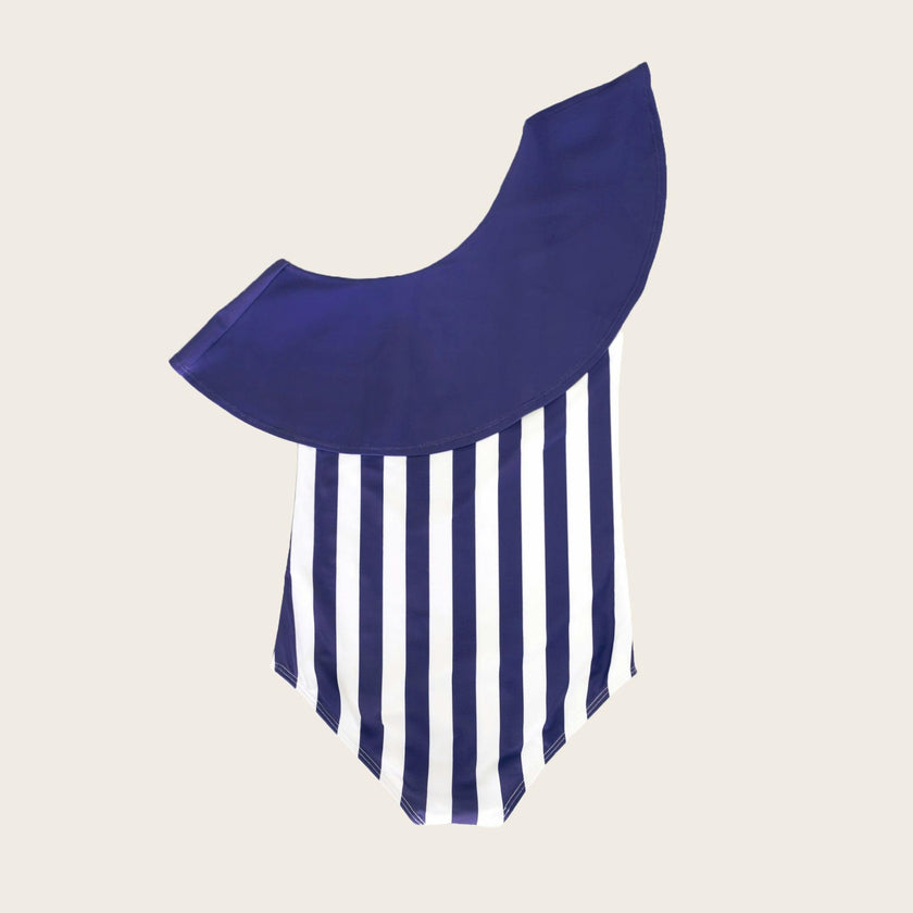 Nautical Stripe One Shoulder Ruffle
