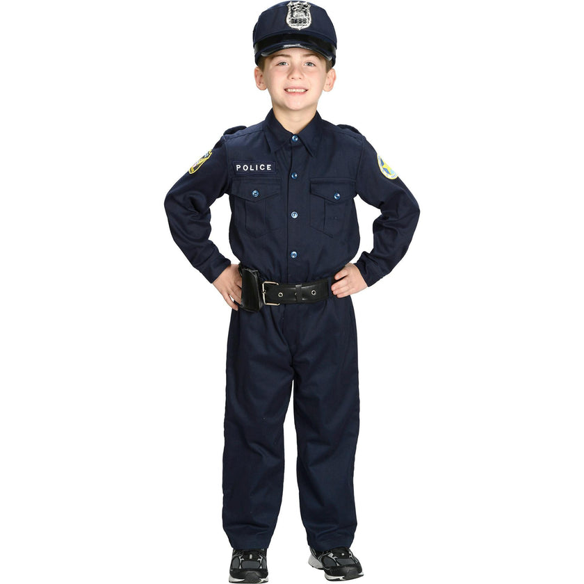 Jr. Police Officer Suit with Cap and Belt, Navy