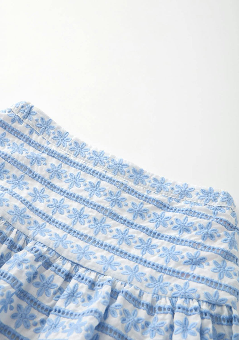 Odessa Frill Embroidered Maxi Skirt