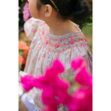 Prune Floral Frills Bishop Dress