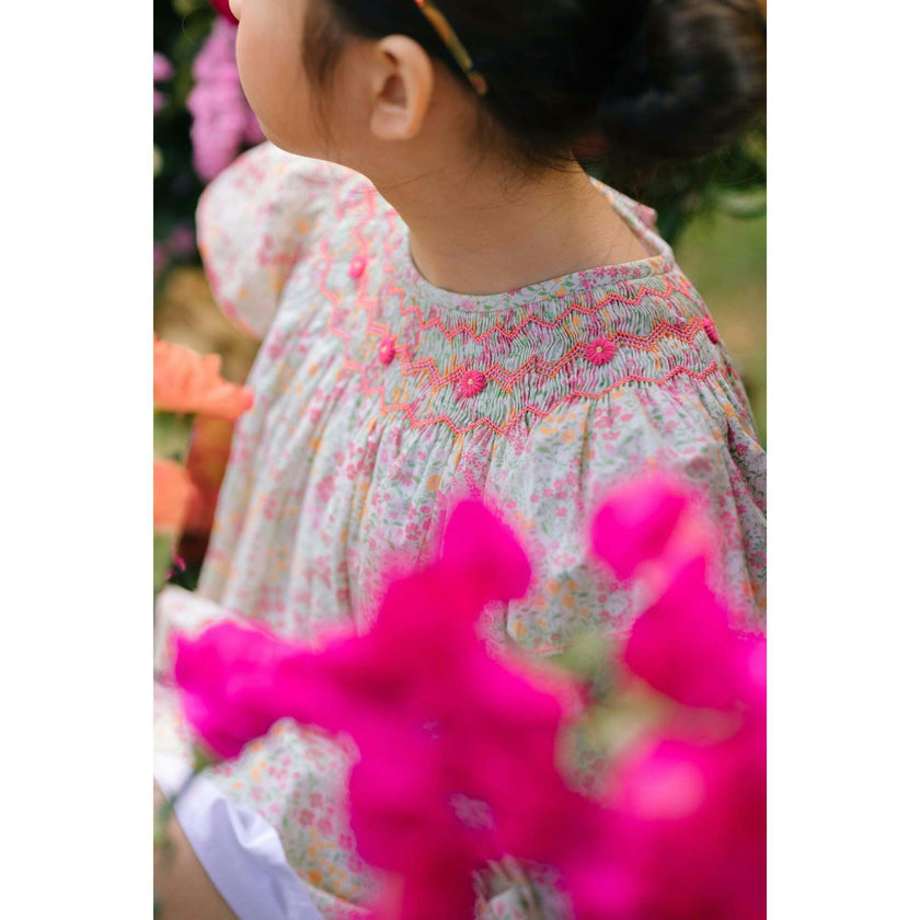 Prune Floral Frills Bishop Dress