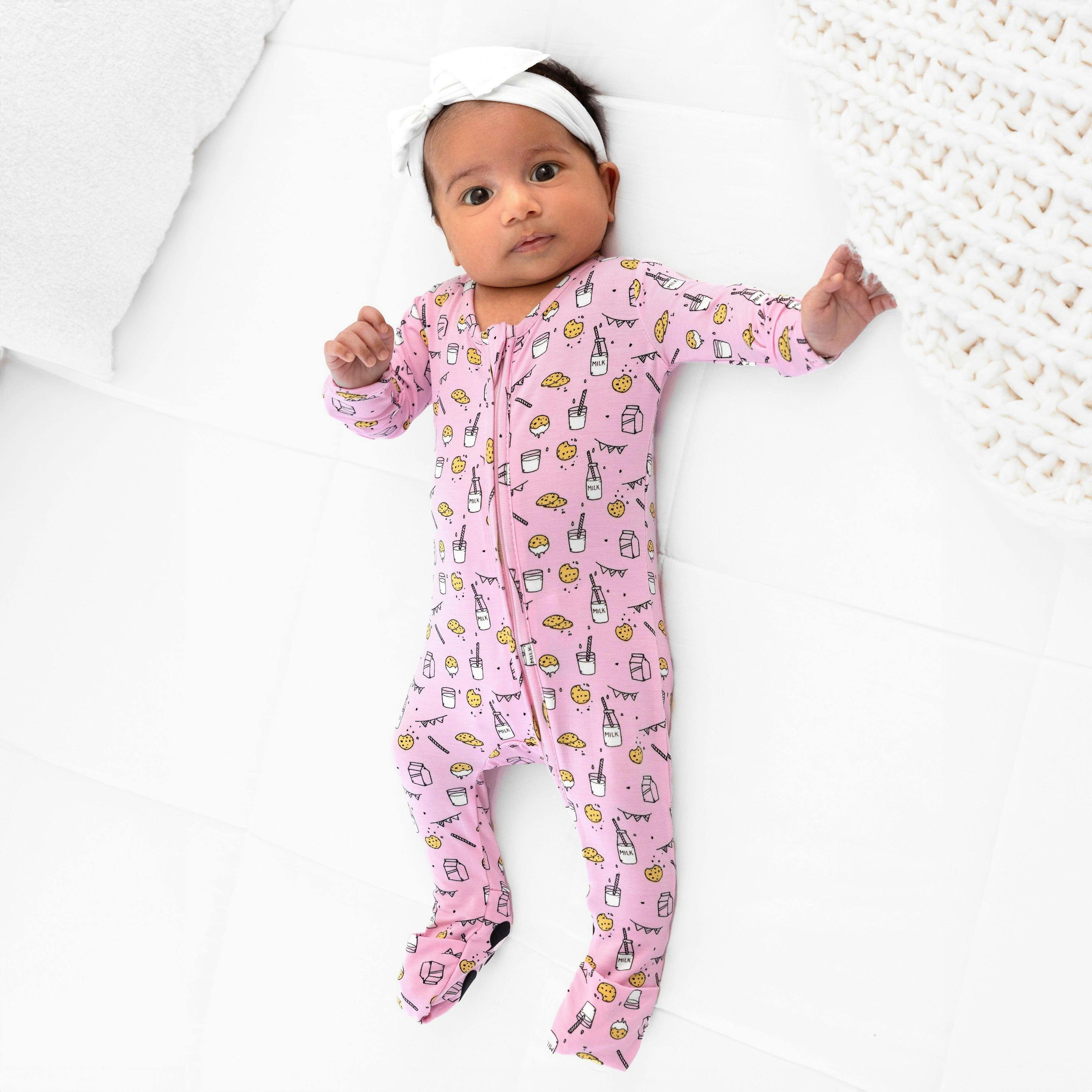 Milk and Cookies Pink Bamboo Convertible Footie