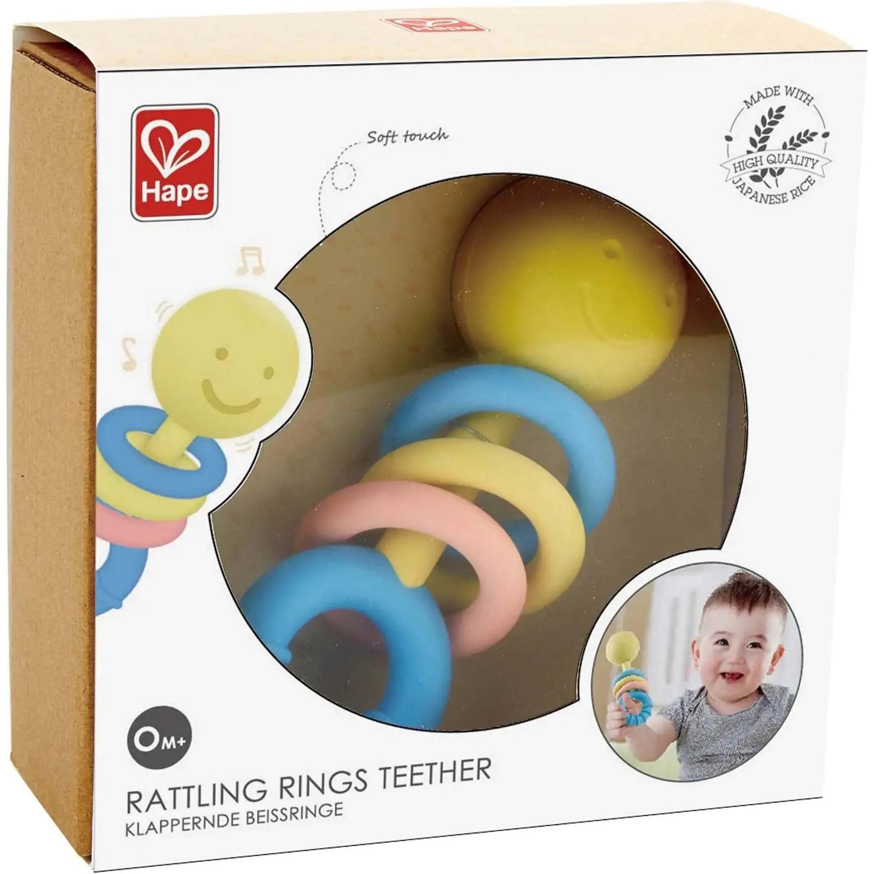 Hape: Rattling Rings Teether - Movable Teething & Rattle Shake Sensory Toy