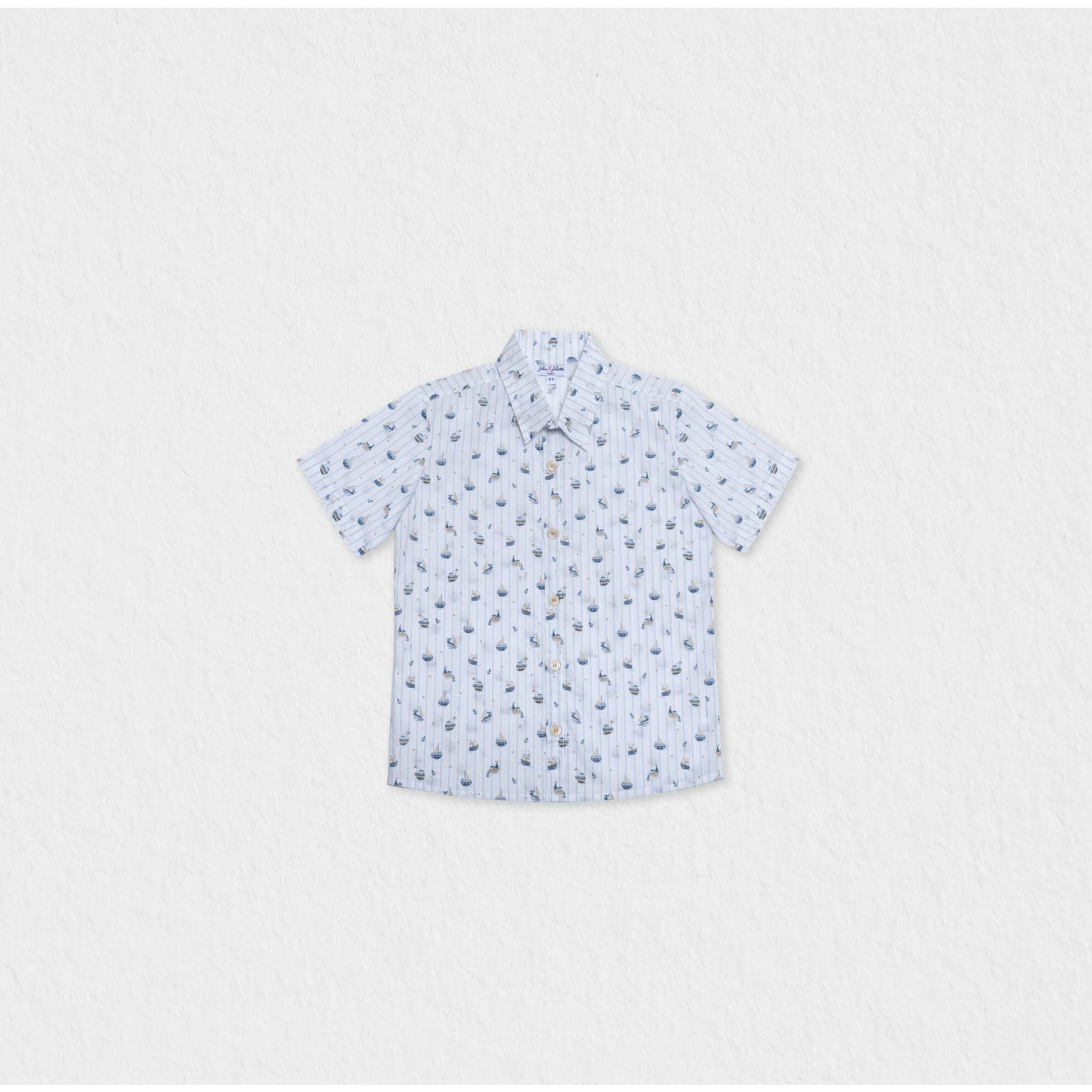 Colin Boy Shirt Short Sleeve Cotton, Blue Boat