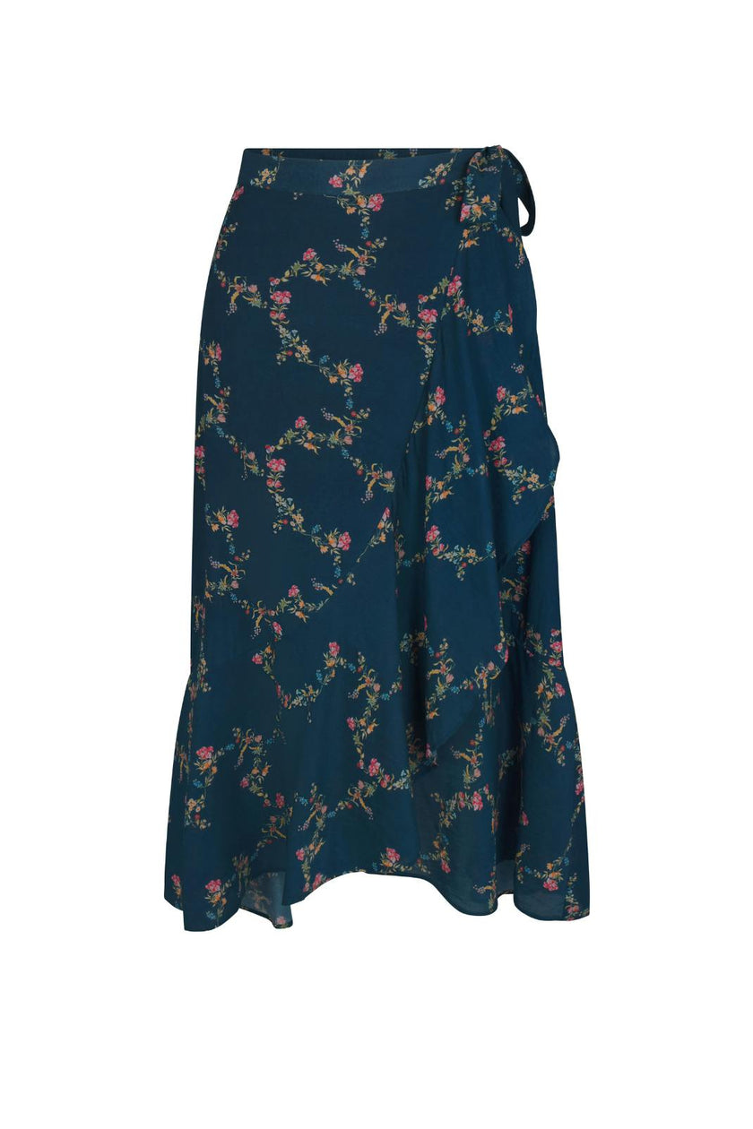 Women's Isabell Embroidered High-Low Ruffle Hem Swing Skirt, Multi