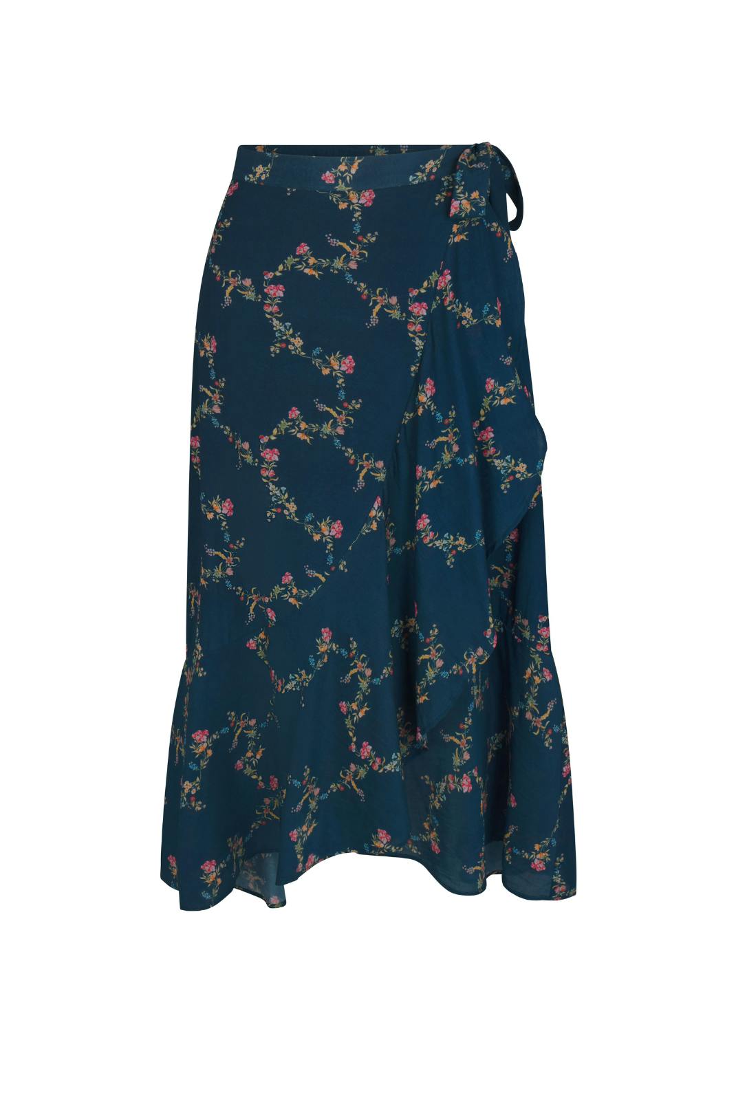 Women's Isabell Embroidered High-Low Ruffle Hem Swing Skirt, Multi