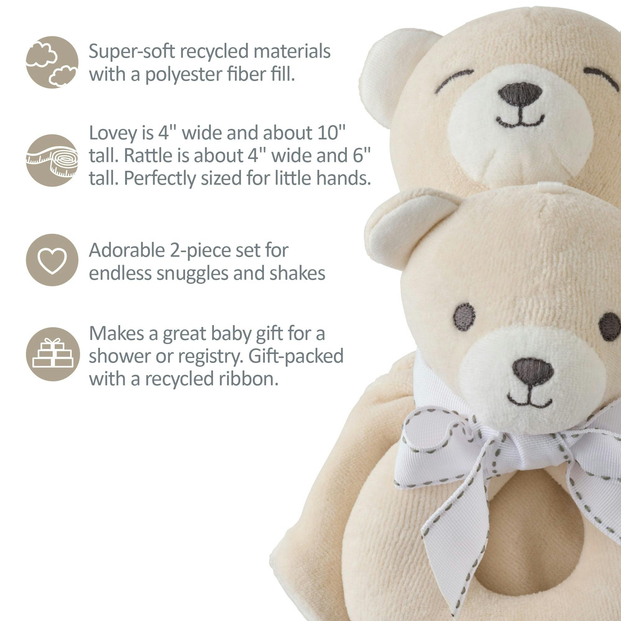 SNUGGLE + SHAKE - Baby Lovey Security Blanket Toy and Rattle Set