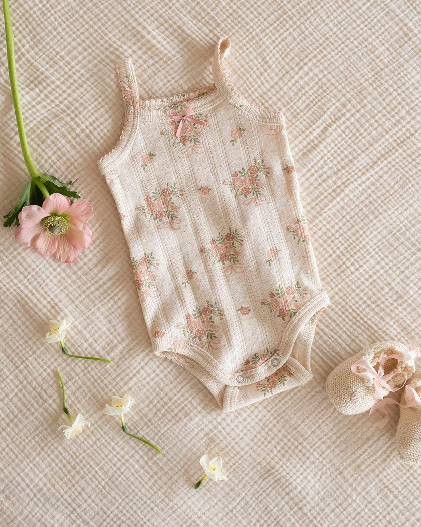 Pointelle Strap Onesie in Parfait Pink
