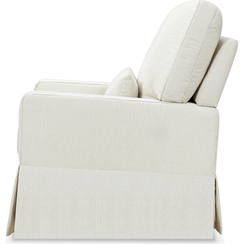 Crawford Pillowback Comfort Swivel Glider in Fog Chatham Stripe