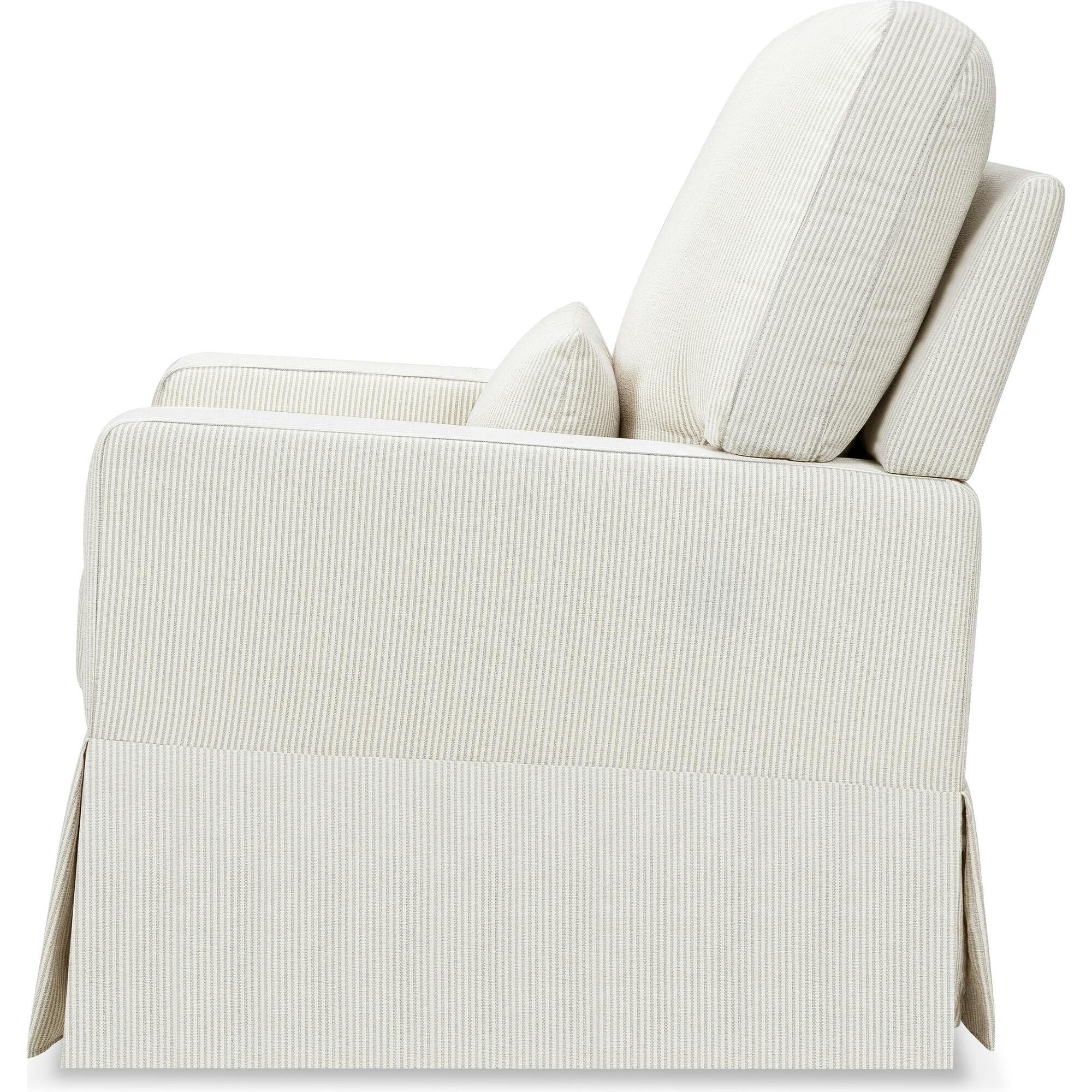 Crawford Pillowback Comfort Swivel Glider in Fog Chatham Stripe