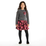 Kids Knit Top Plaid Skirt Dress