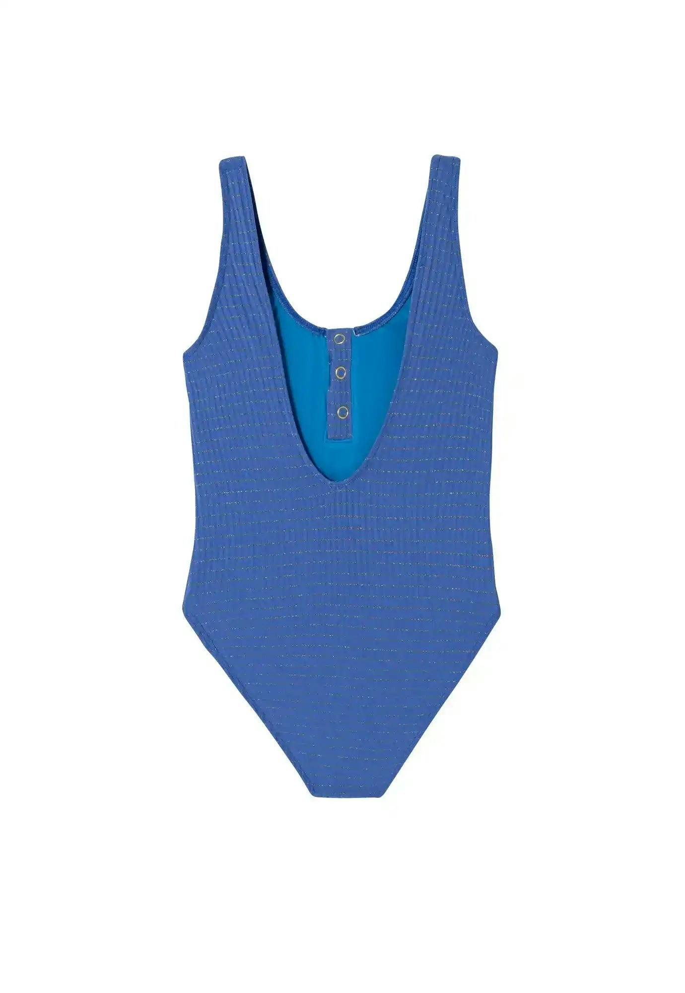 Girls' one-piece swimsuit, blue/gold | CALYPSO 1P