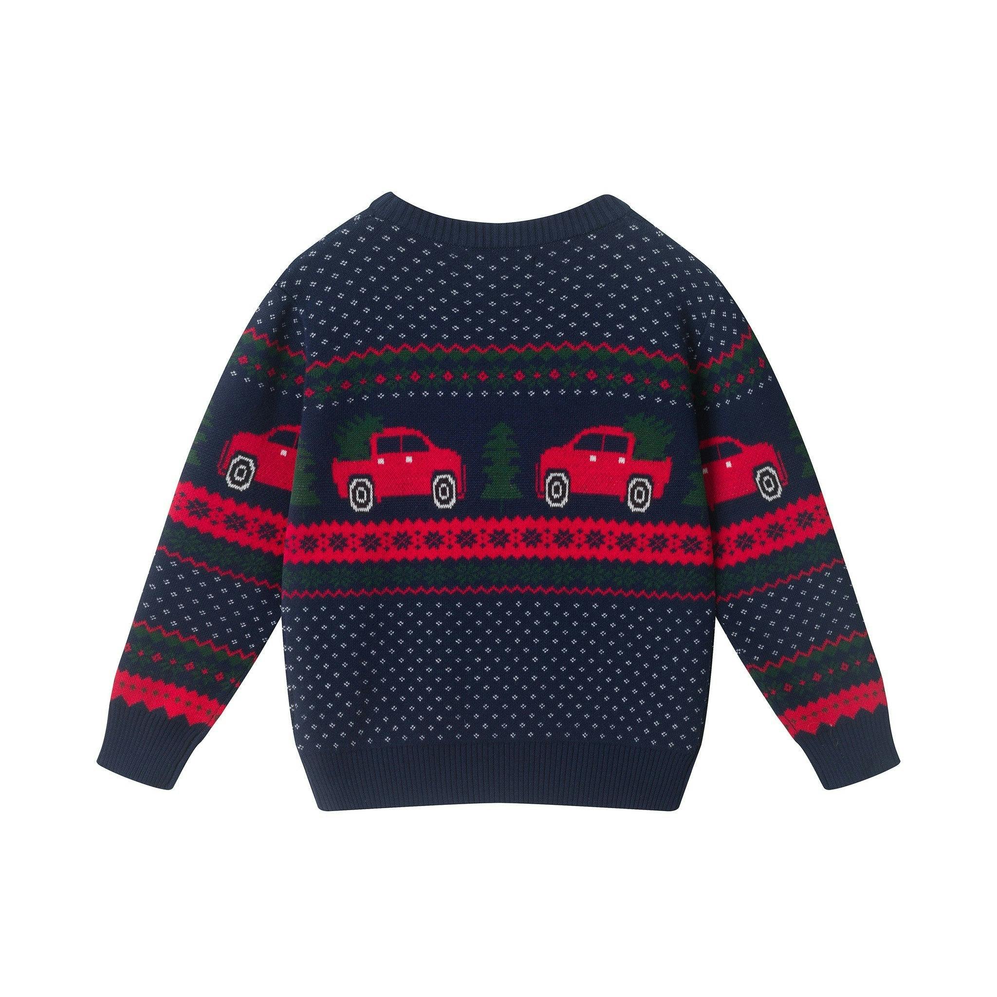 Boys Sweater & Jogger Set | Christmas Tree Trucks - Navy