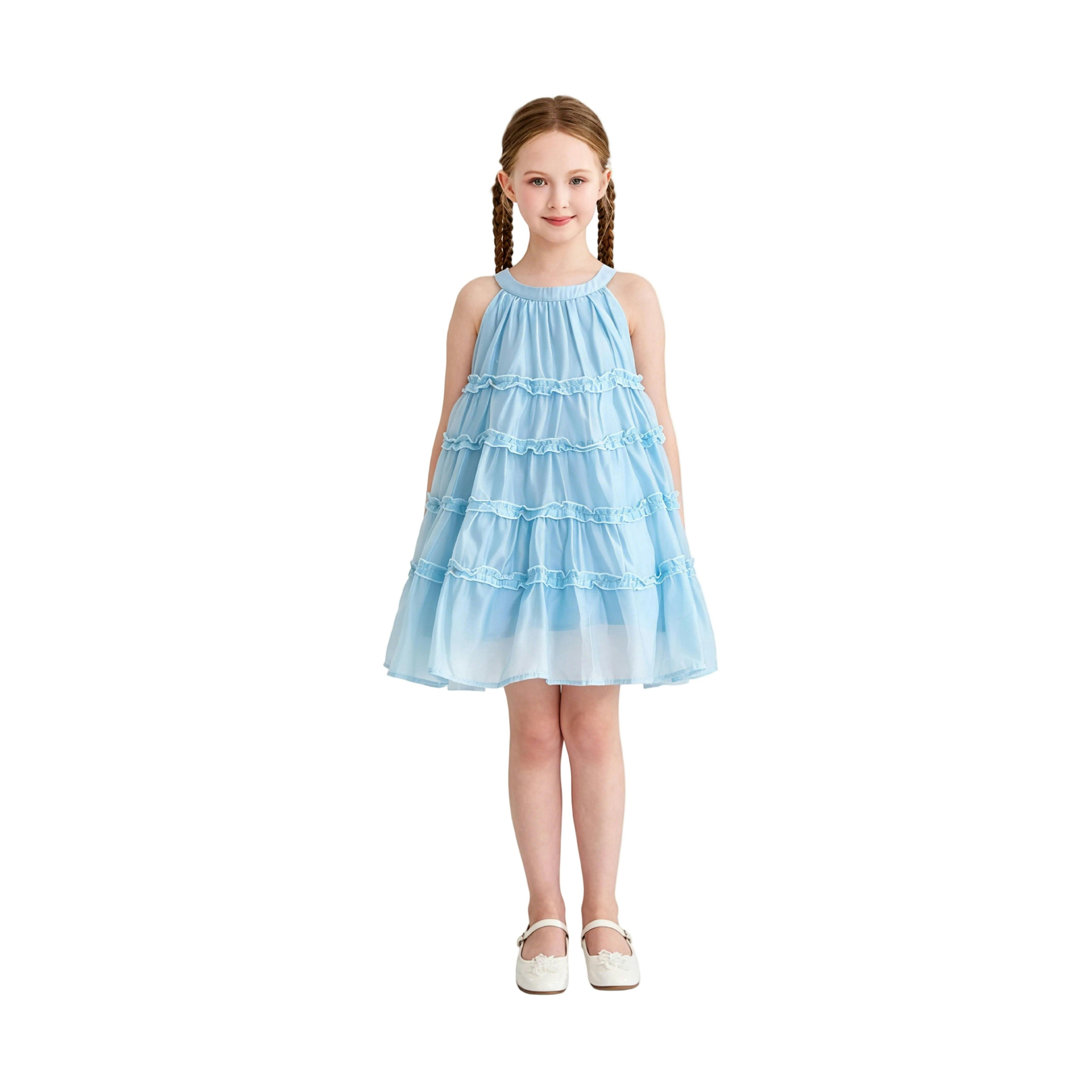 Blue Seralyn Tiered Ruffle Dress