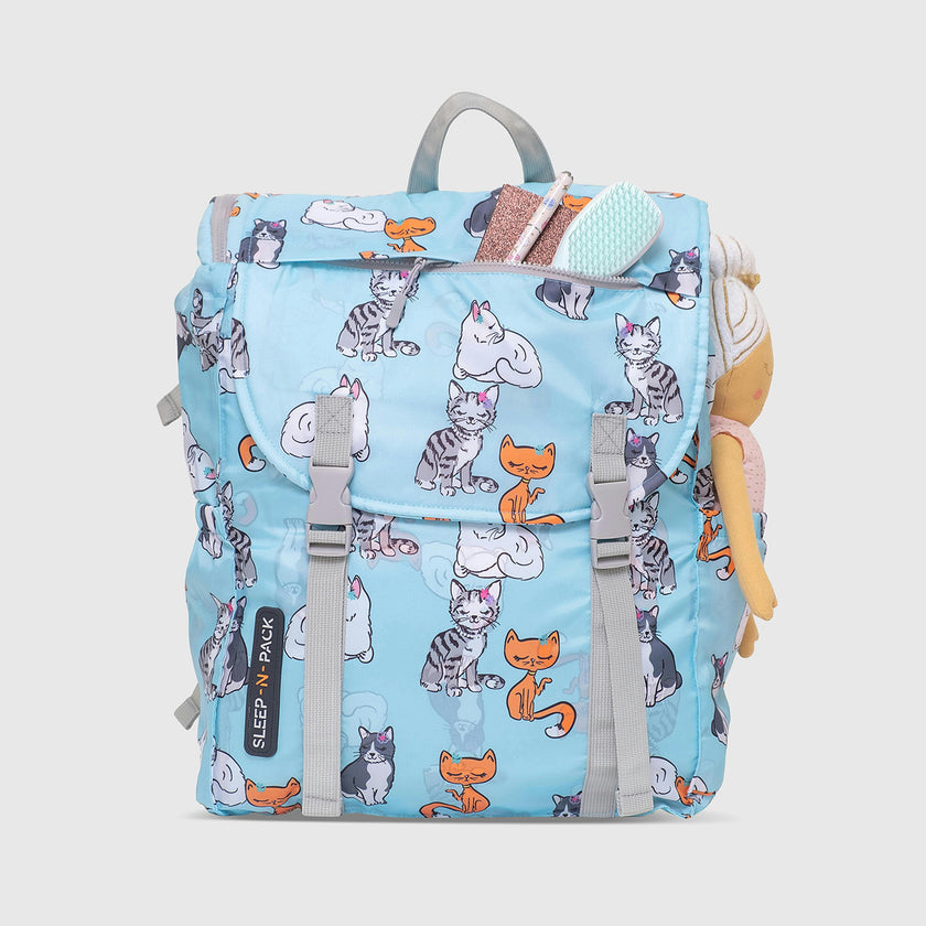 Sleep-N-Pack™ Big Kid Sleeping Bag Backpack – Sweet Cats Print