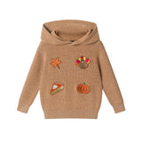 Infant Boys Hooded Sweater Knit Set | Thanksgiving Patches - Beige