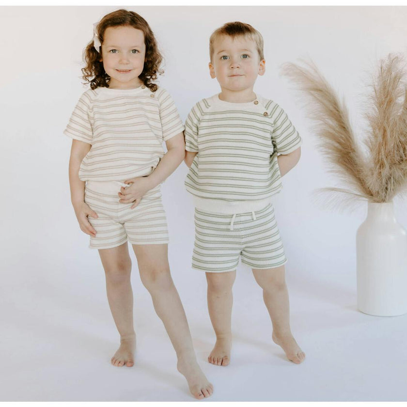 Organic Cotton Knit Stripe Short Set