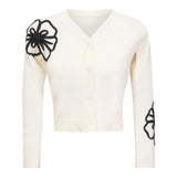 Contrast Embroidered Cardigan
