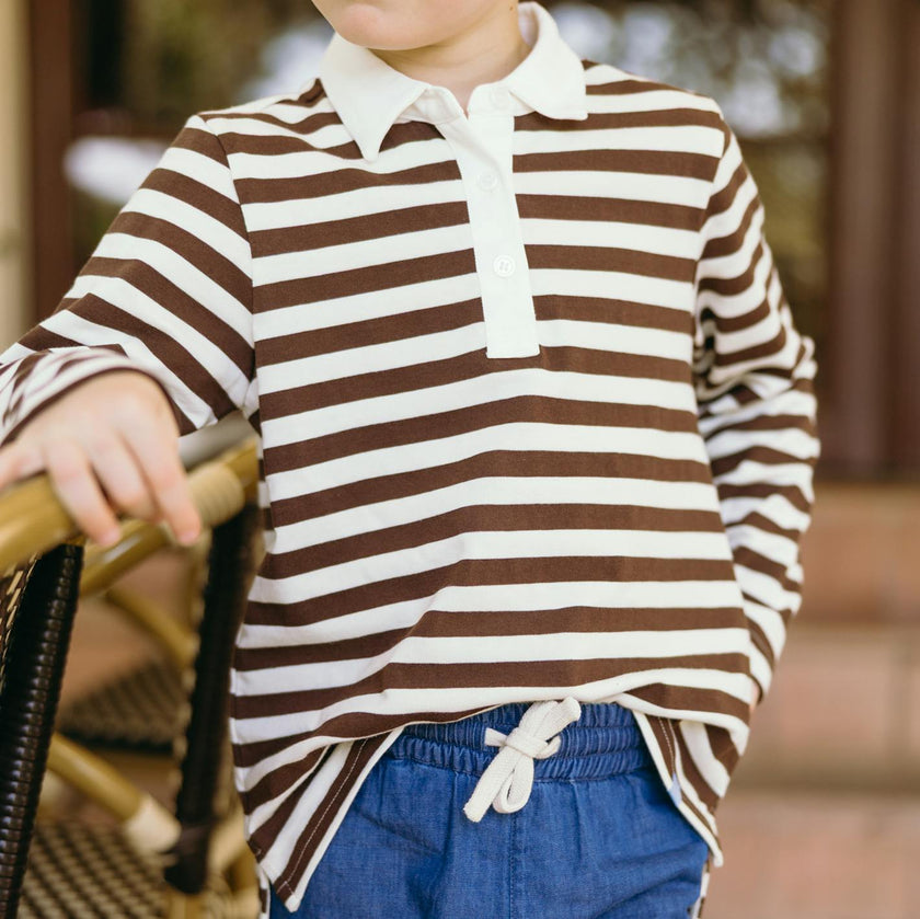 unisex cocoa stripe rugby shirt