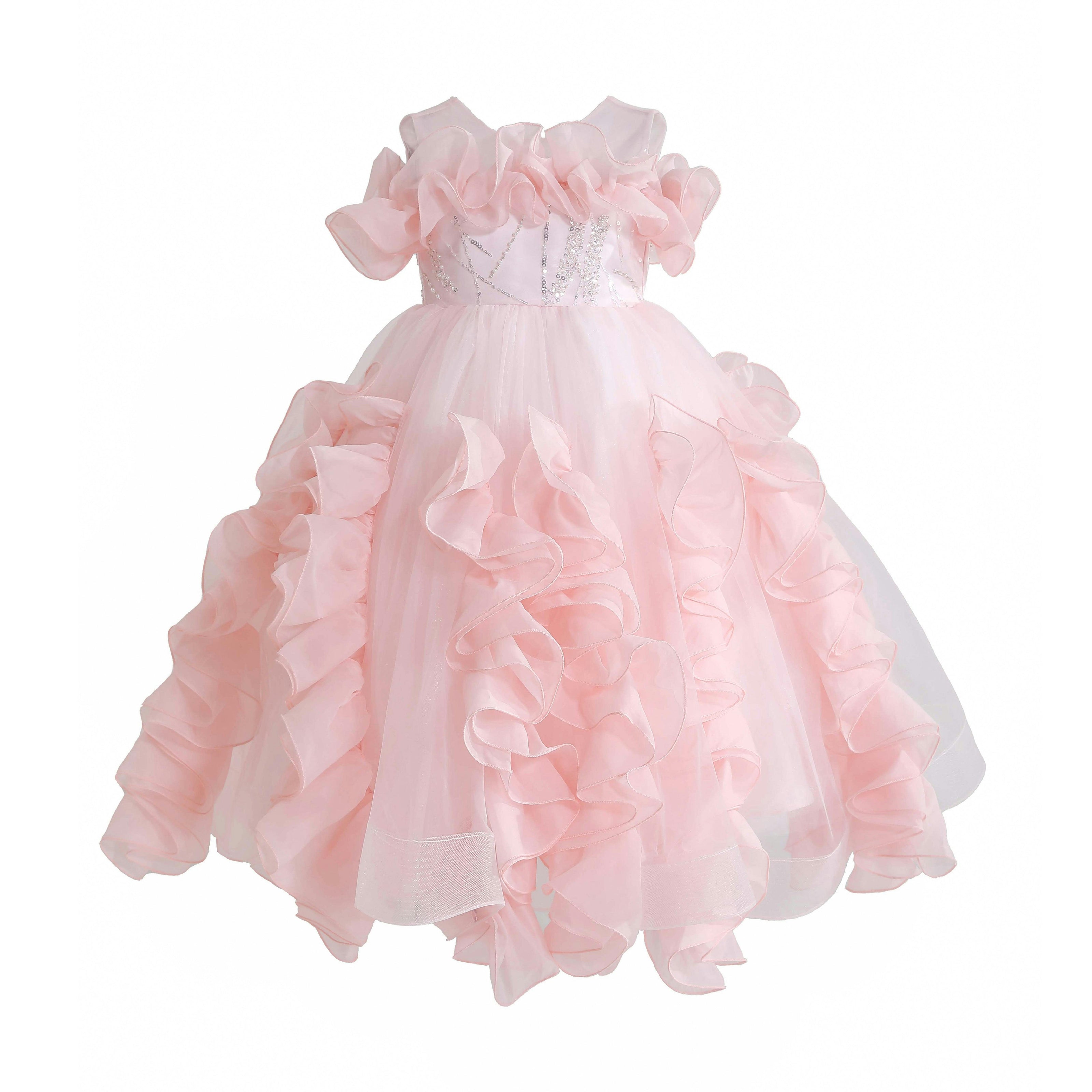 Pink Avalora Ruffled Formal Dress
