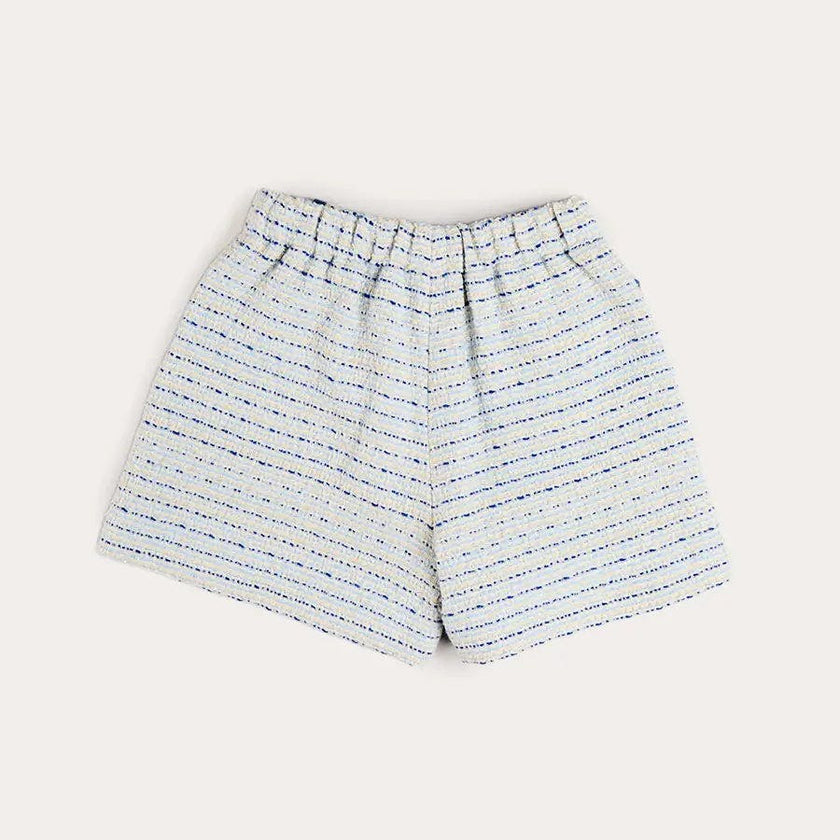 Brighton Boucle Tweed Gold Button Shorts in Blue (4-12yrs)