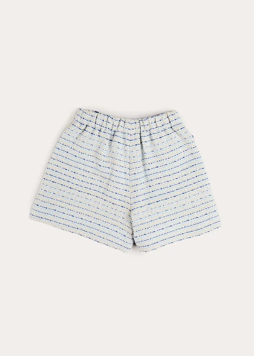 Brighton Boucle Tweed Gold Button Shorts in Blue (4-12yrs)