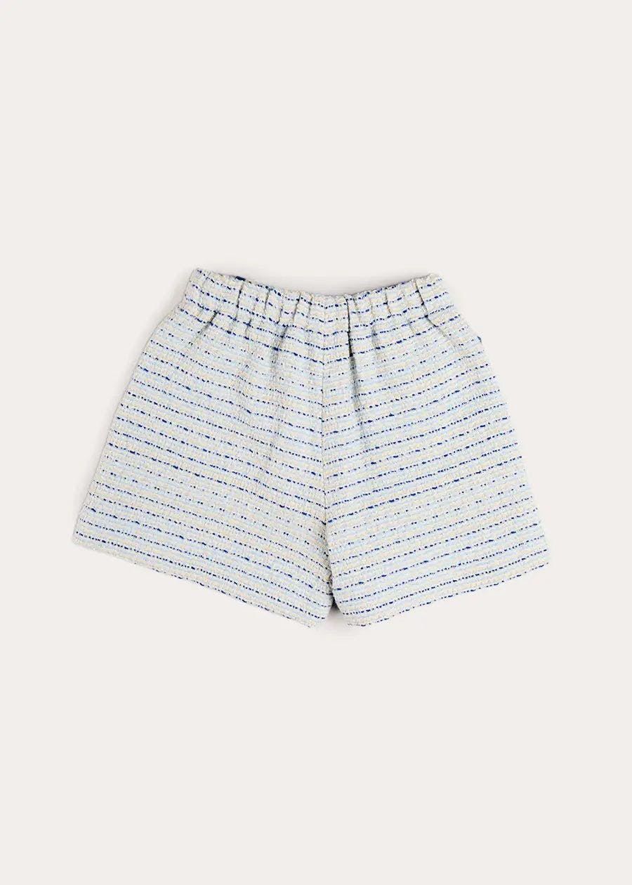 Brighton Boucle Tweed Gold Button Shorts in Blue (4-12yrs)